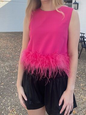 Pink Feather Top by Pants Store